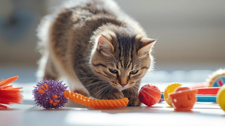 Cat entertained every day with interactive toys